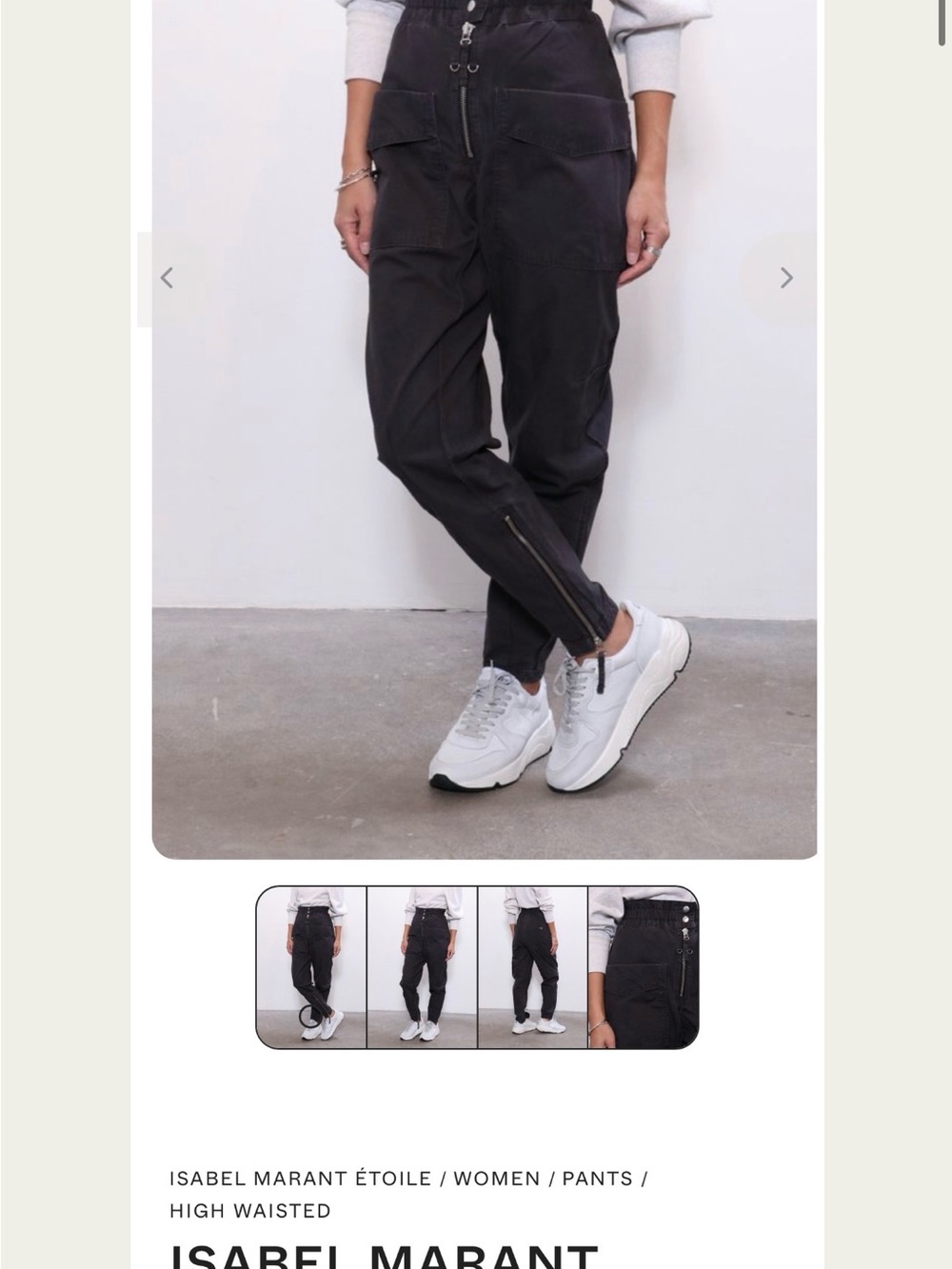 Isabel Marant Black Cargo Trousers with Ankle Zips